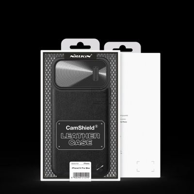 5. Nillkin CamShield Leather S Case etui iPhone 14 Pro Max pokrowiec z osłoną na aparat czarny