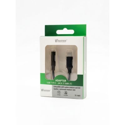 2. VAKOSS ADAPTER DO SŁUCHAWEK TYPE-C – MINI JACK 3.5MM TC-5681 CZARNY