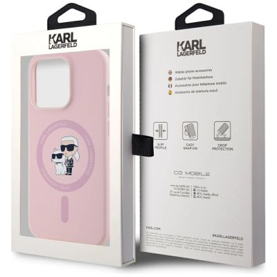 8. Etui Karl Lagerfeld Silicone Karl&Choupette MagSafe na iPhone 14 Pro Max - różowe