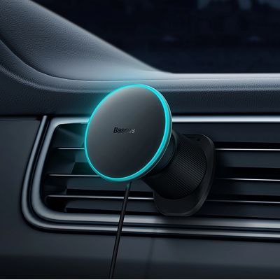 13. Uchwyt Baseus CW01 samochodowy na iPhone z ładowarką indukcyjną 15W na kratkę nawiewu - czarny