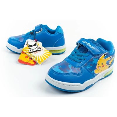 8. Leomil buty sportowe dziecięce sneakersy Pokemon lekkie na rzep LED niebieskie