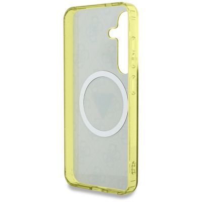 7. Etui Guess 4G Glitter Triangle Buttons MagSafe do Samsung Galaxy S25 brązowy