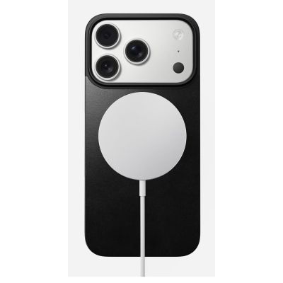 2. NOMAD Magnetic Leather Back - nakładka magnetyczna na iPhone 18 Pro / 17 Pro kompatybilna z MagSafe, skóra Horween (black)