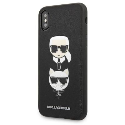2. Etui Karl Lagerfeld Saffiano Karl&Choupette Head na iPhone X/XS - czarne