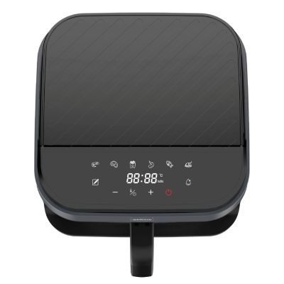 13. ELDOM FRYTKOWNICA BEZTŁUSZCZOWA FR500 5,5 L 1200W SZKLANY POJEMNIK, RUSZT, SILIKONOWA PODKŁADKA, 8 PROGRAMÓW, REGULACJA TEM.