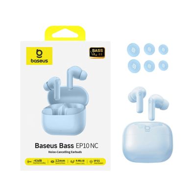 6. Słuchawki Baseus Bass EP10 TWS bezprzewodowe dokanałowe z ANC - niebieskie