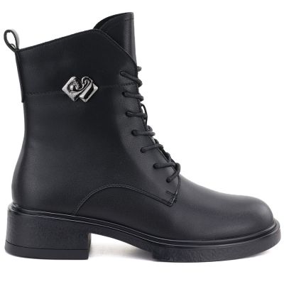 2. Skórzane botki damskie workery czarne D&A S.Barski MK62-7014