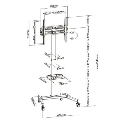 9. Uchwyt podłogowy do TV 32"-55"/35kg 1TFT 1Abl. czarny