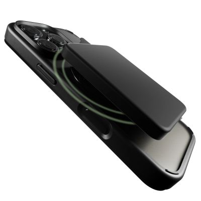 5. Etui skórzane Puro Book Mag MagSafe z klapką i schowkiem na karty do iPhone 16 Pro - czarne