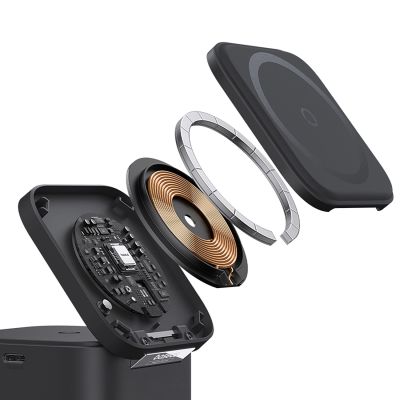 8. Ładowarka indukcyjna Baseus MagPro 3w1 25W kompatybilna z MagSafe do telefonu i smartwatcha - czarna