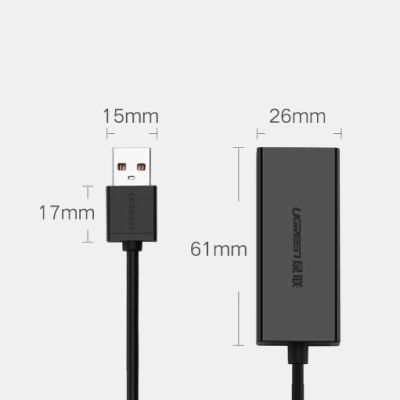 11. Ugreen zewnętrzna karta sieciowa RJ45 - USB 2.0 100 Mbps Ethernet czarny (CR110 20254)