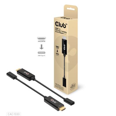 2. CLUB 3D CAC-1333 adapter kablowy 0,22 m HDMI Typu A (Standard) USB Type-C Czarny
