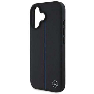 6. Etui Mercedes MB Blue Line Leather MagSafe na iPhone 16 - czarne