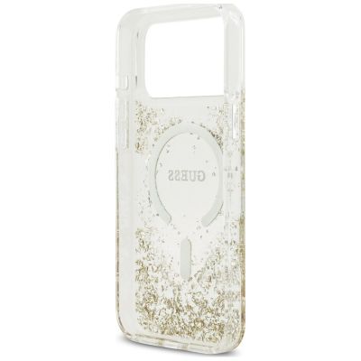 7. Etui Guess Resin Bottom Glitter MagSafe na iPhone 18 Pro Max / 17 Pro Max - złote