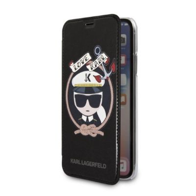 2. Etui Karl Lagerfeld Signature Glitter na iPhone X / Xs - czarne