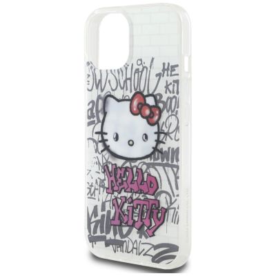 6. Etui Hello Kitty IML Kitty On Bricks Graffiti na iPhone 15 - białe