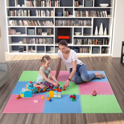 6. Mata puzzle Multipack One Fitness MP10 zielono-niebiesko-czerwone 9 elementów 10 mm