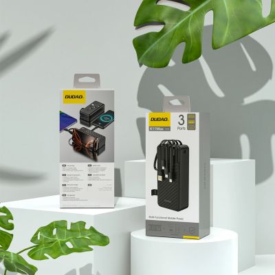 4. Powerbank Dudao K11 Max 30000mAh z wbudowanymi kablami - czarny