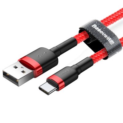 3. Kabel Baseus Cafule USB-A / USB-C QC 3.0 3A 1 m - czerwony