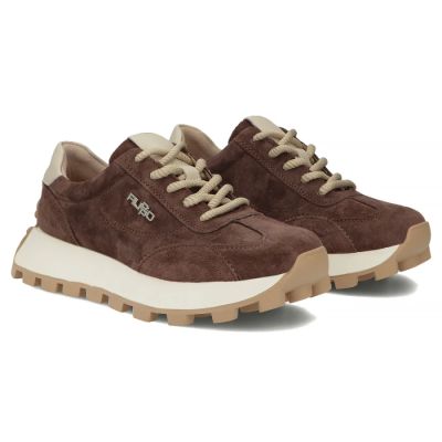5. Skórzane półbuty sneakersy na platformie brązowe Filippo DP7498
