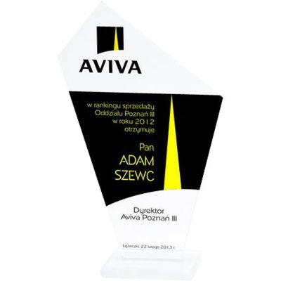 9. Trofeum szklane grawerowane + wypełnienie farbą