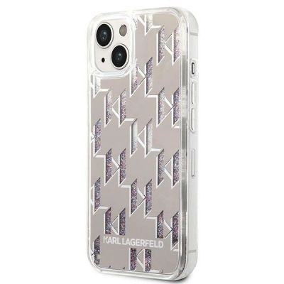 2. Etui Karl Lagerfeld Liquid Glitter Monogram na iPhone 14 Plus - srebrne