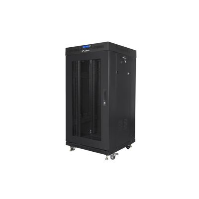 2. SZAFA INSTALACYJNA RACK STOJĄCA 19" 22U 600X600 CZARNA DRZWI PERFOROWANE LCD LANBERG (FLAT PACK) V2