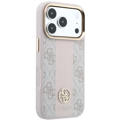 4. Etui Guess 4G with Stripe Round and Classic Logos MagSafe na iPhone 17 Pro / 18 Pro - różowe
