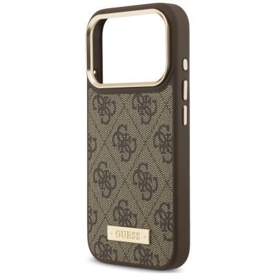 6. Etui Guess 4G Logo Plate MagSafe na iPhone 18 Pro Max / 17 Pro Max - brązowe