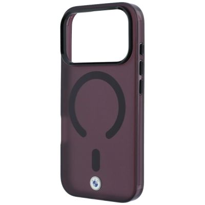 6. Etui BMW Sign Frosted IML & Metal Logo MagSafe na iPhone 18 Pro / 17 Pro - burgundowe