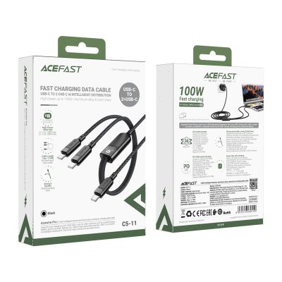 5. Kabel Acefast C5 USB-C - USB-C / USB-C 2w1 100W 480Mb/s - czarny