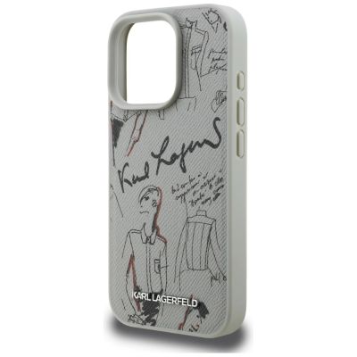 6. Etui Karl Lagerfeld Grained Pattern & Logo MagSafe na iPhone 16 Pro Max - szare