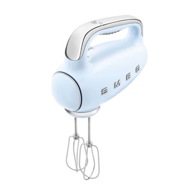 25. Mikser ręczny Smeg HMF01PBEU w stylu retro z lat 50. Pastelowy niebieski