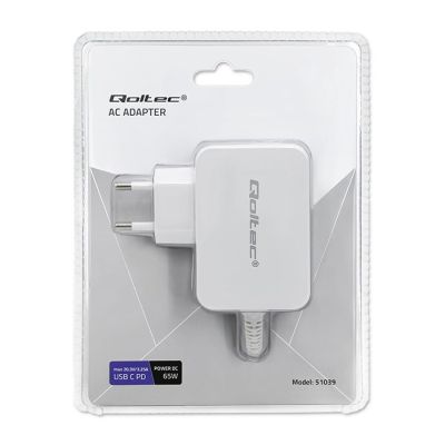 2. QOLTEC ZASILACZ SIECIOWY 65W | 5-20.3V | 2-3.25A | USB TYP C | PD | BIAŁY