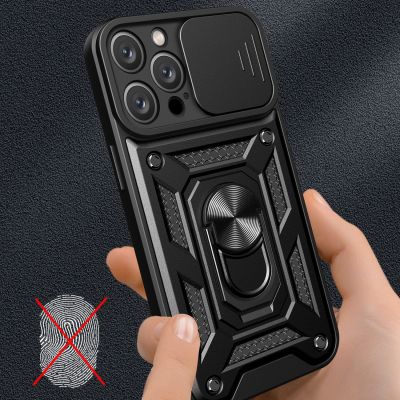 5. Etui Hybrid Armor Camshield na iPhone 16 Pro Max pancerne z osłoną na aparat z podstawką - czarne