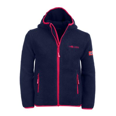 Kurtka polarowa dziewczęca Trollkids Girls Mandal Jacket z kapturem dla dziewczynki granatowa (358-114)