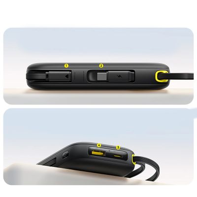 8. Powerbank Baseus EnerFill FC31 QPow3 10000mAh 45W z wyświetlaczem cyfrowym z 2 wbudowanymi kablami USB-C - czarny