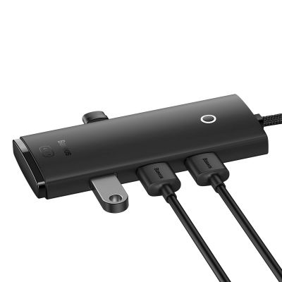 4. Baseus Lite Series HUB 4-Portowy (USB-A do 4xUSB-A 3.0) 2m czarny (WKQX030201)