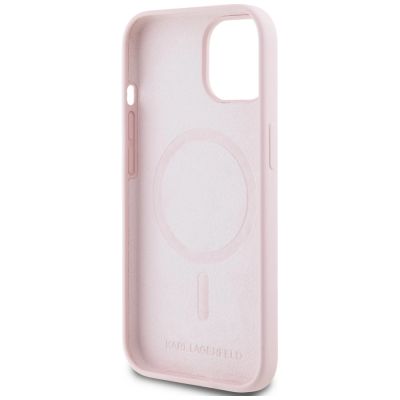 7. Etui Karl Lagerfeld Silicone Karl&Choupette MagSafe na iPhone 15 Plus - różowe