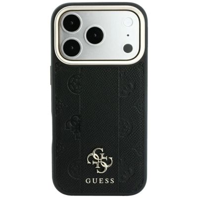 3. Etui Guess Stripe Peony 4G Logo MagSafe na iPhone 17 Pro / 18 Pro - czarne