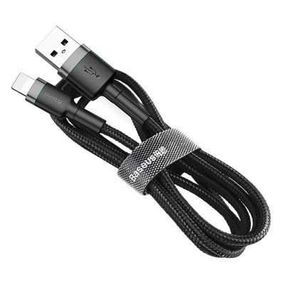 5. Kabel Baseus Cafule USB-A / Lightning 2A QC 3.0 3 m - czarno-szary