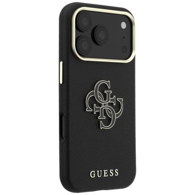 4. Etui Guess Grained & Big Resin Logo na iPhone 18 Pro / 17 Pro - czarne