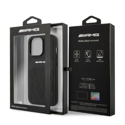 8. Etui AMG Leather Curved Lines na iPhone 13 Pro Max - czarne