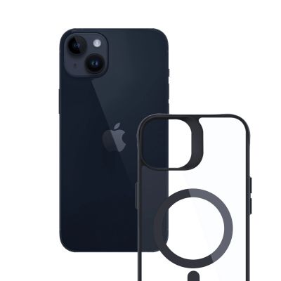 11. Etui 3mk Satin Armor MagCase z MagSafe na iPhone 14 Plus - przezroczyste z czarną ramką