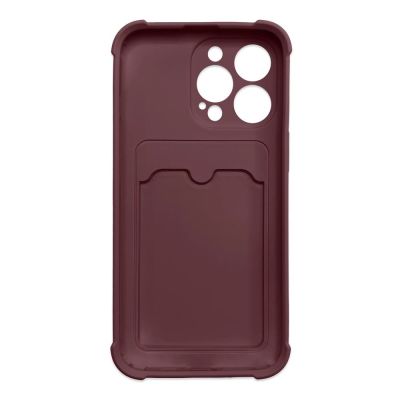 2. Card Armor Case etui pokrowiec do Samsung Galaxy A22 4G portfel na kartę silikonowe pancerne etui Air Bag malinowy