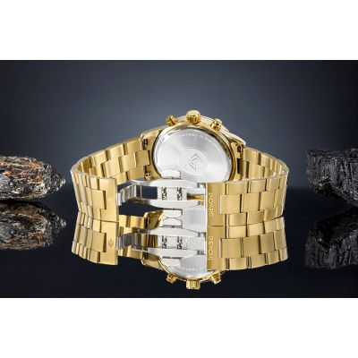 6. Zegarek Męski Giewont Chronograph Sapphire Złoto Czarny GW4580-B4