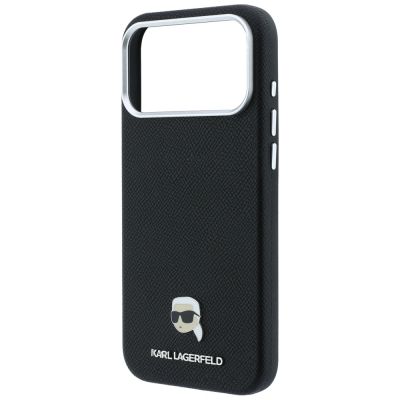 6. Etui Karl Lagerfeld Grained Karl Head Metal MagSafe na iPhone 18 Pro / 17 Pro - czarne