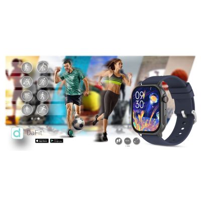 16. Smartwatch Gravity GT15-4 Niebieski Pasek Silikonowy + Tytanowa Bransoleta