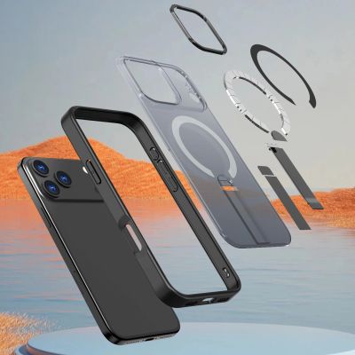 7. Etui Hybrid Armor X na iPhone 17 Pro Max z podstawką kompatybilne z MagSafe - czarne