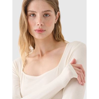 2. Longsleeve slim gładki damski 4F 4FRSS24TLONF499-11S